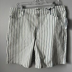 Chaps Light Wash Striped Bermuda Shorts